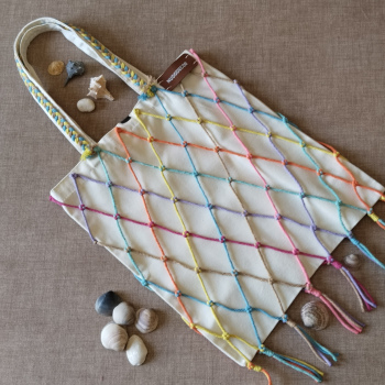 bolso de lino de colores de macrame